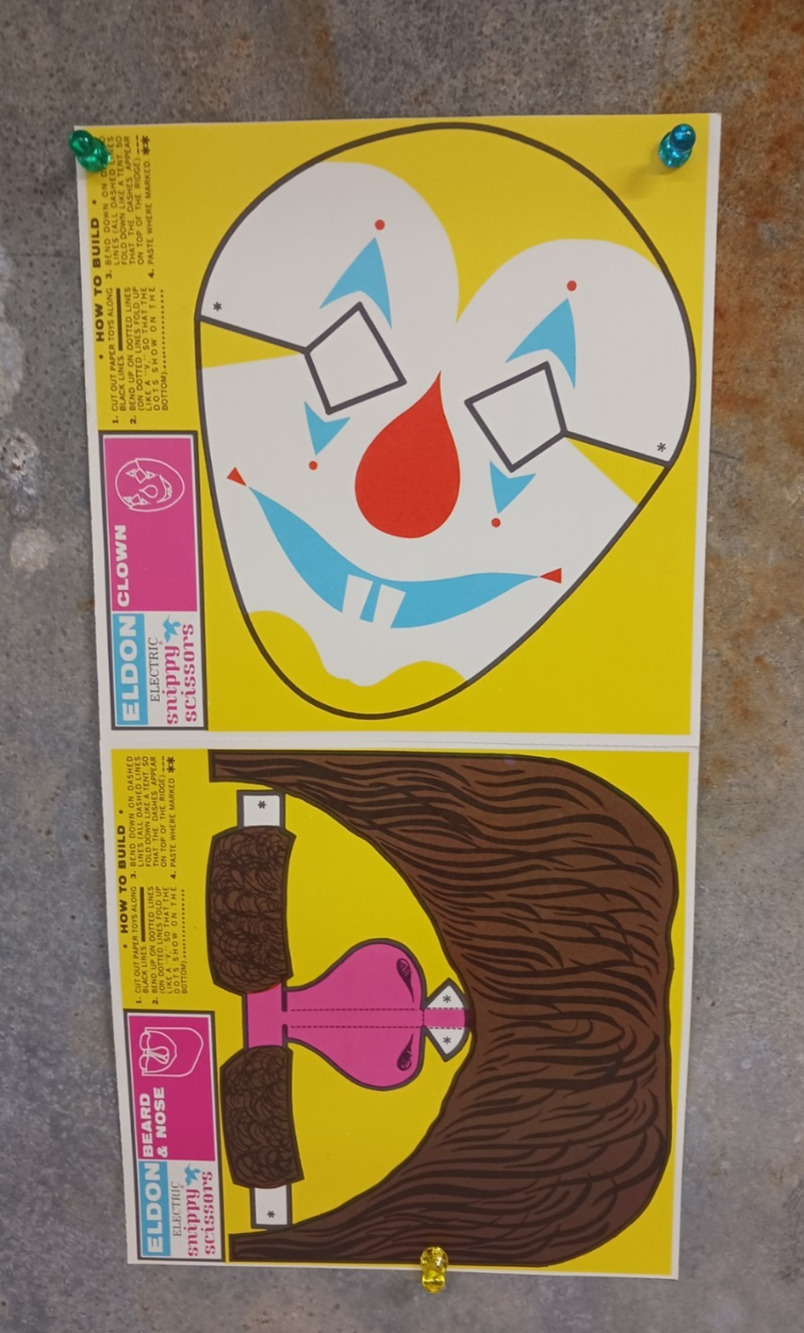 1960s VTG Eldon Electric Snippy Scissors Clown Face Mask Paper Cutout With Beard